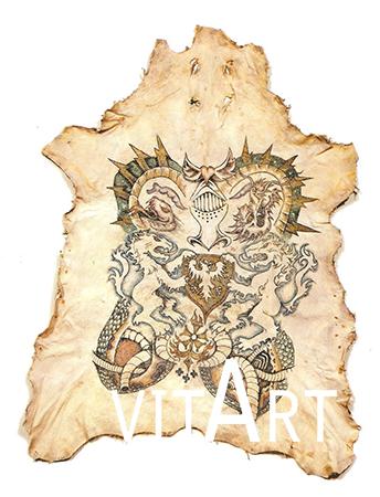 Wim Delvoye 2003
Tatuaggio su pelle di maiale, cornice di vetro
140 x 100 cm 1